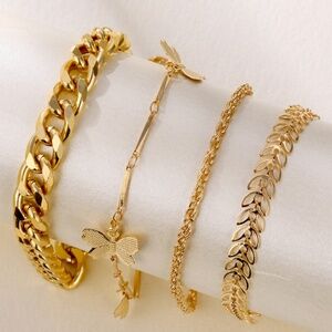*KEZIAH* 4-Pc Gold Butterfly Fashion Bracelet Set